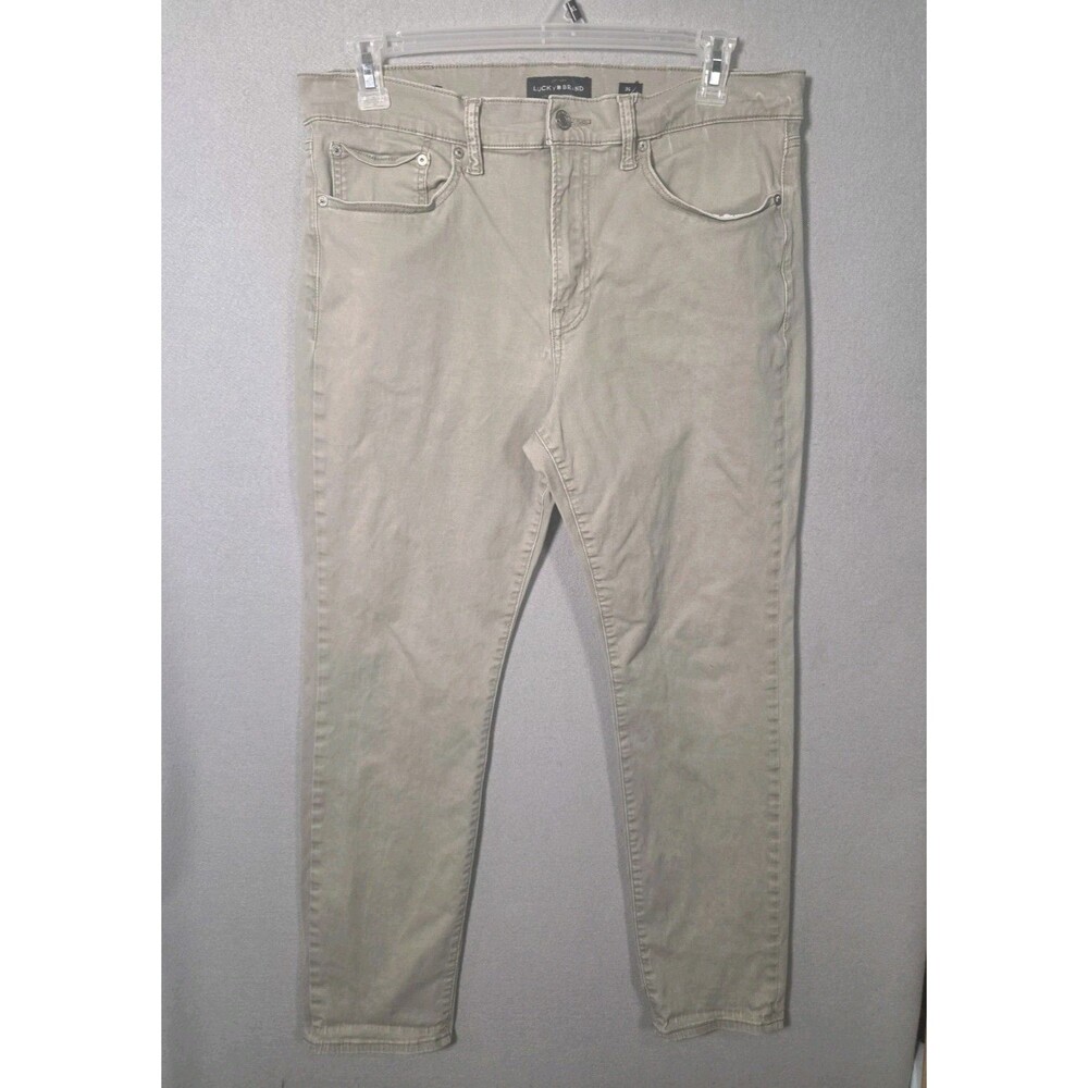 Lucky Brand 121 Slim Straight Jeans Mens 36x30 (Tag 36x32) Beige Stretch Denim